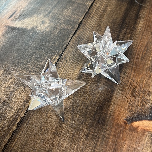 Vintage 9 point star candle stick holder Rosendahl bleikristal set of 2 - Picture 3 of 4